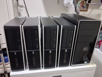 Selling these 5 Desktop Computers Windows 10.  Good condition. 

-  1  Hp desktop computer.
 Windows 10.   
AMD Athlon processor.   
64 bit operating 