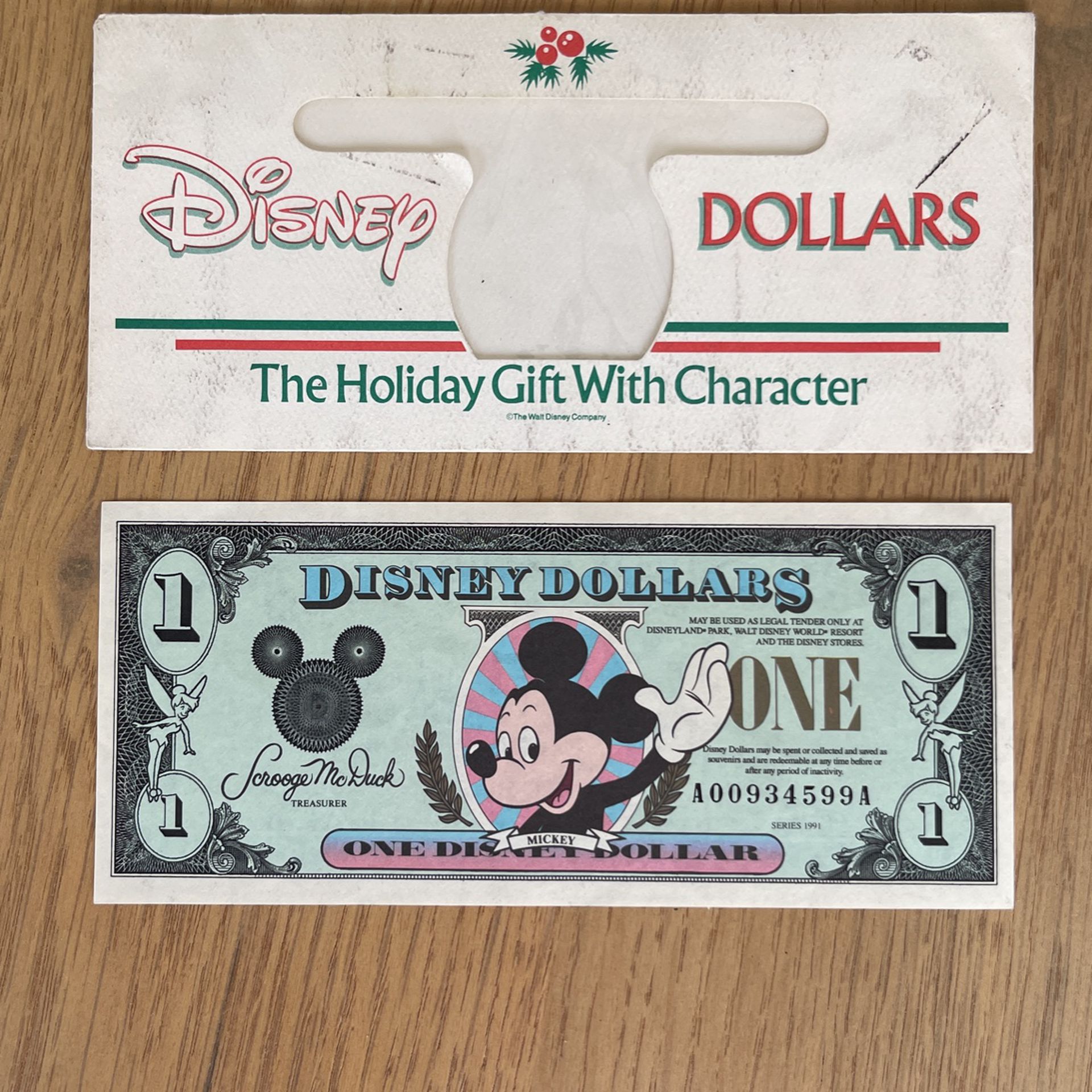 Disney Dollars $1.00  1991