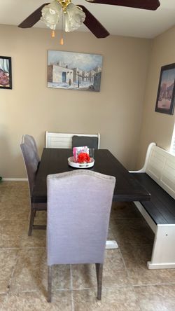 Farmhouse Dining Table Set – Table, 2 Benches & 2 Chairs $225 OBO