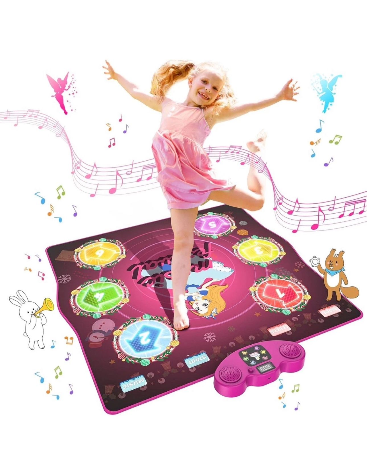 Dance Mat for Kids Ages 4-8, LED Light-Up Electronic Dance Pad Toys with Bluetooth, 6 Game Modes Kids Dance Mat, 13 Built-in Music, Birthdays, Christm