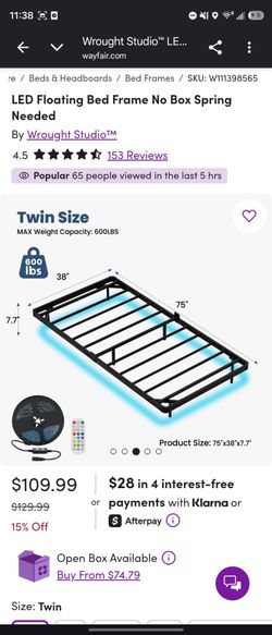 Twin Bed Frame, Black Metal