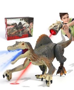 🔥Brand new🔥 Remote Control Dinosaur Toys,Electric RC Spinosaurus w/Light Tracing & Spray Mist,Dinosaur Robot Toys Powered by Rechargeable Battery,Ju