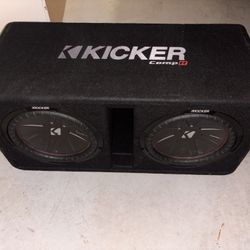 Kicker Comp R Dual 12” Subwoofer Box + Power Acoustik 3000W Amp