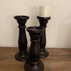 Black wood Candle Holders