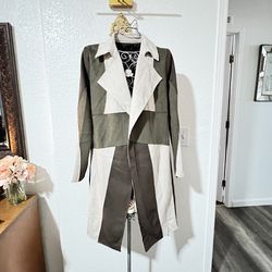 BUCKLE BLACK Patchwork Belted Trench Jacket Size S