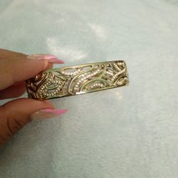 Gold Plated With Sliver Rhinestones Bracelet 