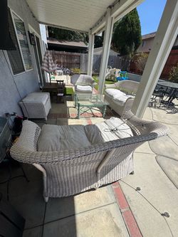 White outdoor wicker furniture