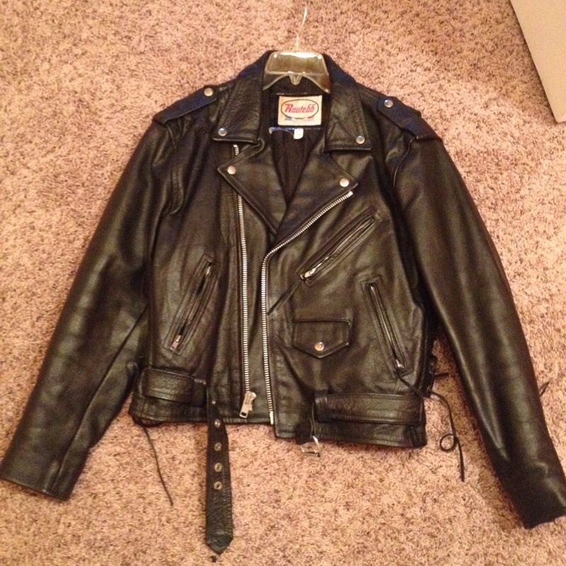 Authentic leather motorcycle jacket