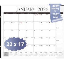2026 Desk Calendar, Large Desk Calendar 22" x 17" (Jan 2026 - Jun 2027) 