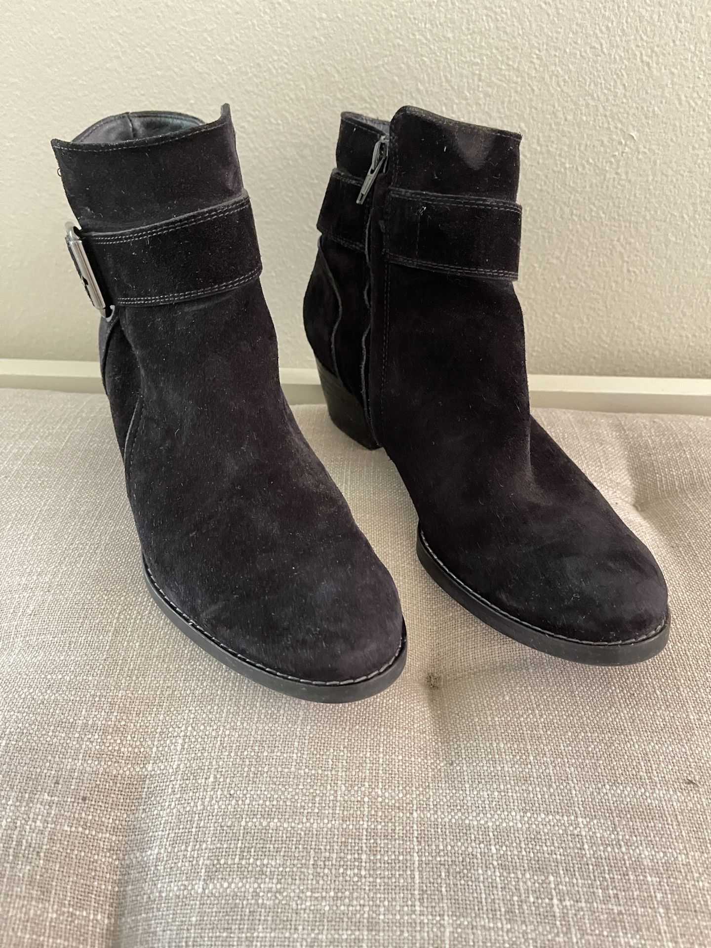 Paul Green Black Leather Jano Moto Biker Suede Boots/Booties Size 7