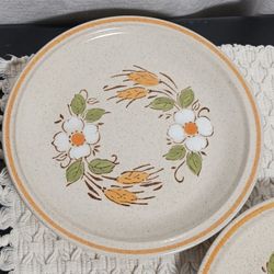 Vtg BOHO HIPPIE Set 3 Hearthside Garden Festival Sunshine Flowers Salad Plates