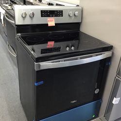 New Scratch And Dent Whirlpool 5 Burner Glass Top Stainless Steel Range. 1 Year Warranty 