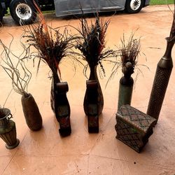 decorative vase set with dried branches