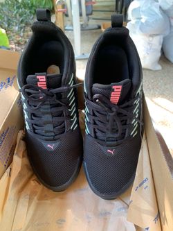 Puma Black Sneakers with Pink and Mint Accents