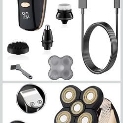 Head Shavers for Bald Men, 5in1 Facial body grooming electric shaver kit wet dry waterproof beard hair trimmer electric razor for men bald shaving mac