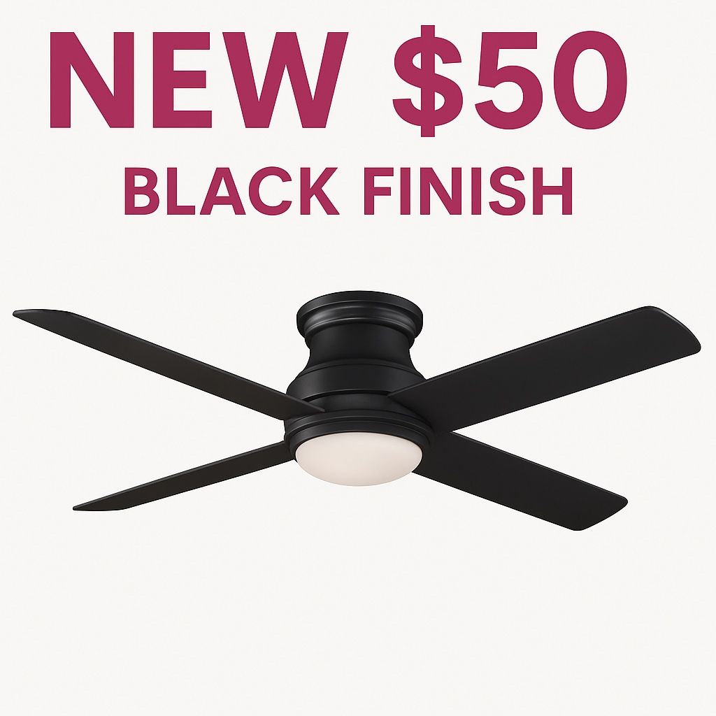 🌀 Hampton Bay 52” LED Indoor Ceiling Fan (Hugger – Black Finish) Condition: Brand new, unopened box