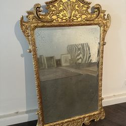 Antique Solid Carved Wood Mirror 