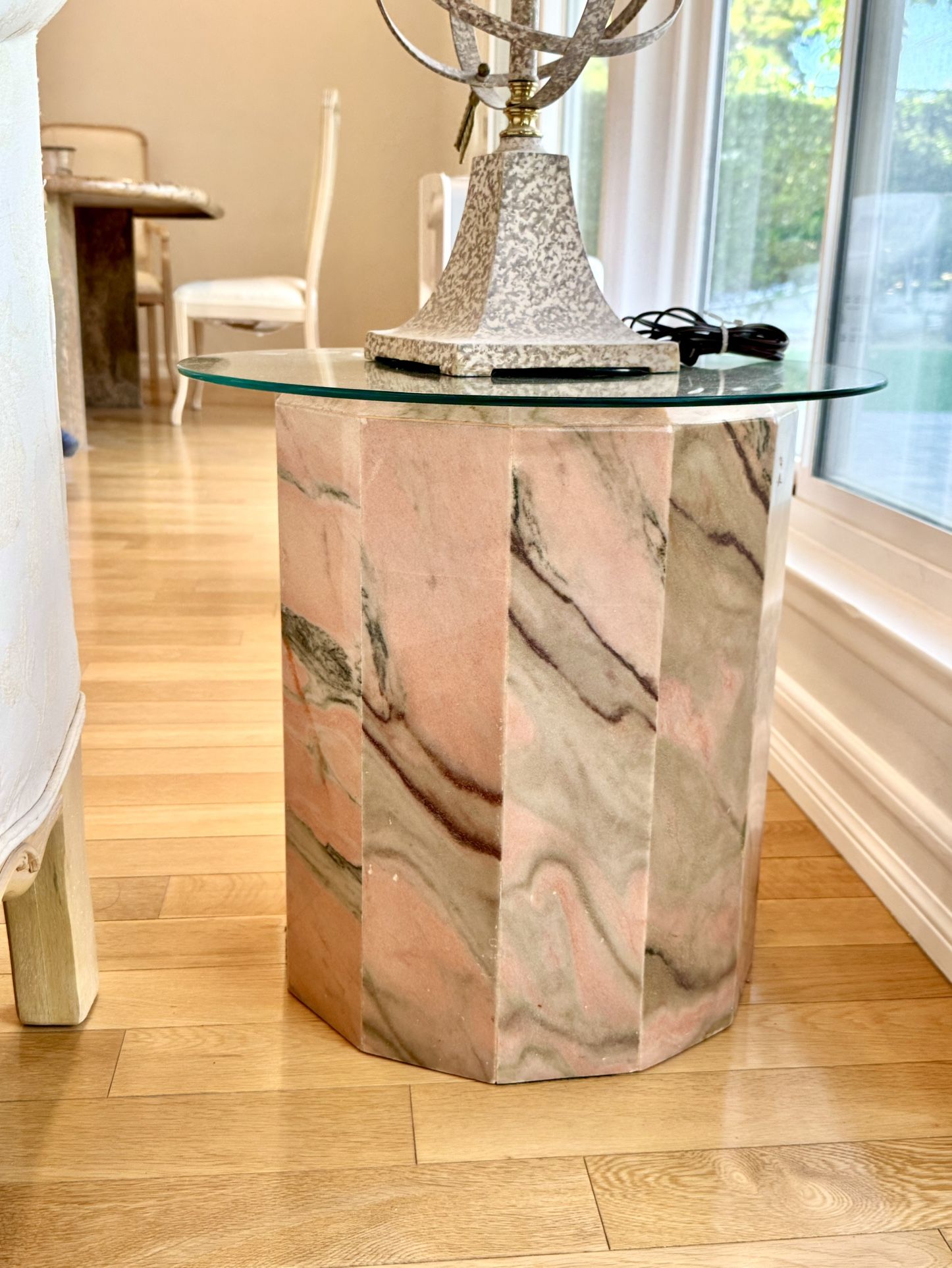 Pink/Salmon Marble End Table