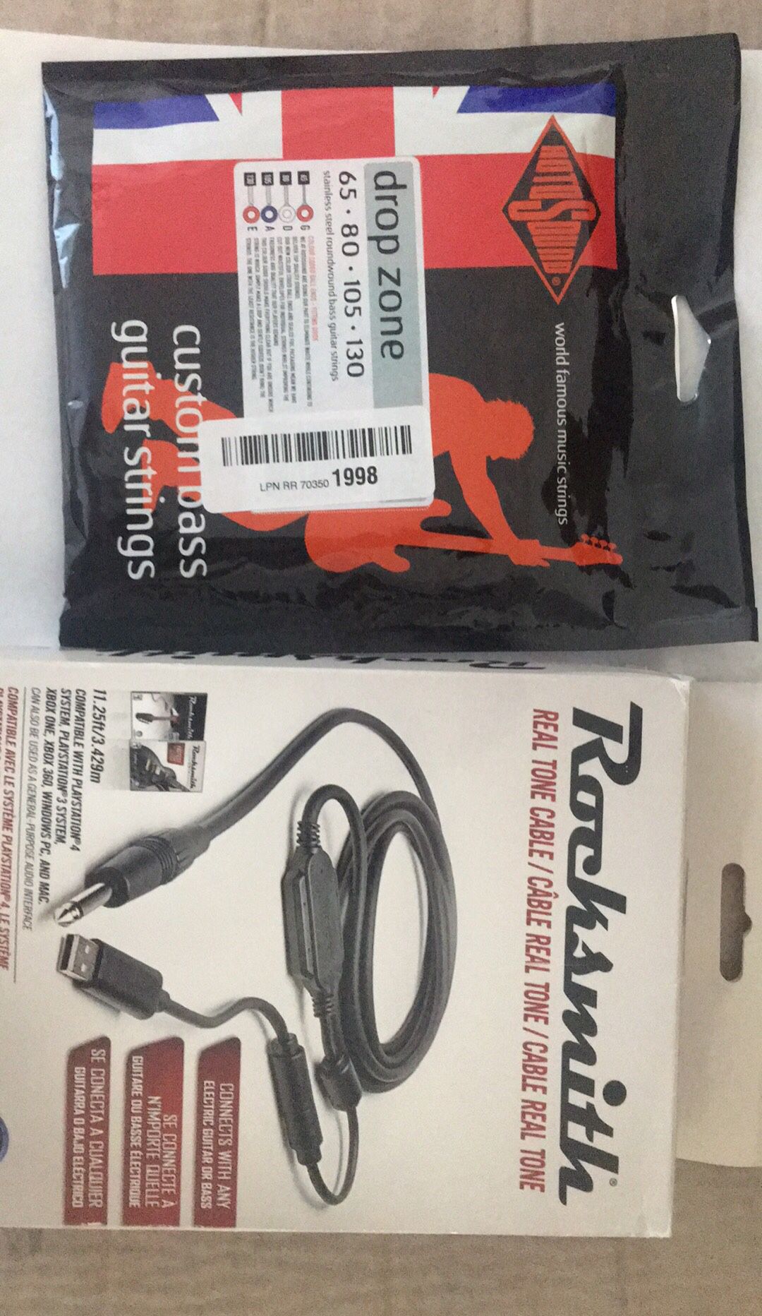 Custom bass guitar strings and real tone cable for guitar