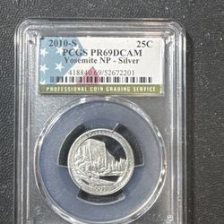 #104 2010-S Silver Proof Quarter – Yosemite National Park – PCGS PR69DCAM 