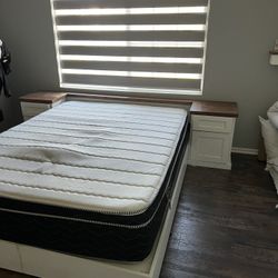 Queen Bed Set, Floating Drawers & Shelves, Computer Desk 