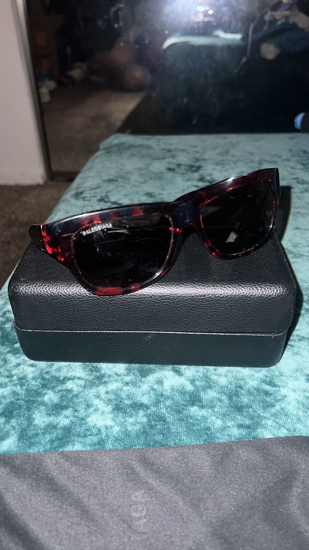 Balenciaga Red & Black Print Sunglasses