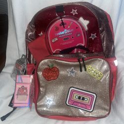Glitter Pink Backpack Set w/ Lunchbox + Headphones 🎧✨ School Ready!