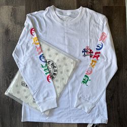 White Chrome hearts Long Sleeve with colorful Cross design