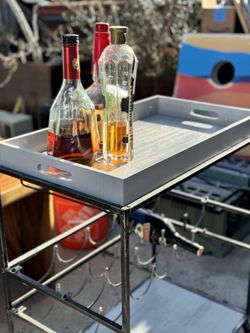 Mid Century Modern Bar Cart- With Detachable Tray!