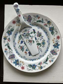 Andrea by Sadek India Garden 10" Cake Plate with Server Original Package