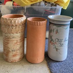 Ceramic And Clay Pot $25 For All 3 And 10 inch Tall 5,6 Wide 