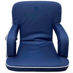 Go Anywhere Blue Adjustable Stadium Chair with Arms
