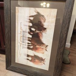 Glass Framed Horse Decor 