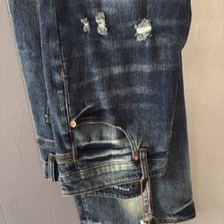 Blue Ripped Up Denim Purple Skinny Jeans 