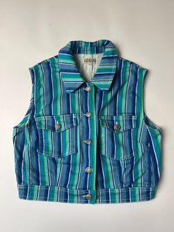 GEORGIOU SPORT Blue Green Striped Vest Size 8 (Modern Size S)