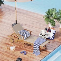 Wood Lounge Chair w/ Wheels 