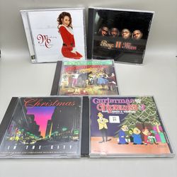 Christmas Music Holiday CD Bundle - Mariah Carey, Boys 2 Men, Chipmunks, Xmas In The City & Party With Eddie G. - Lot Of 5