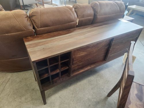 Clean lines! Sideboard in SOLID WOOD Mid Century Inspired . Removable wine storage