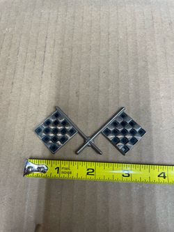 Crossed Checkered Flags Chrome Car Emblem Badge