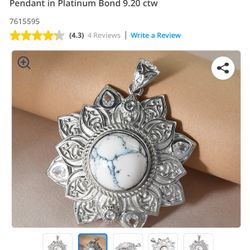 White Howlite w/Simulated Diamond Floral Pendant 