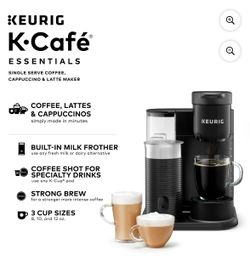 Keurig K-Cafe Essentials Single-Serve K-Cup Pod Coffee, Latte and Cappuccino Maker with Built-In Frother, Black
