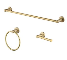 Glacier Bay Dorind 3-Piece Bath Hardware Set with 24 in. Towel Bar, Towel Ring and Toilet Paper Holder in Brushed Gold