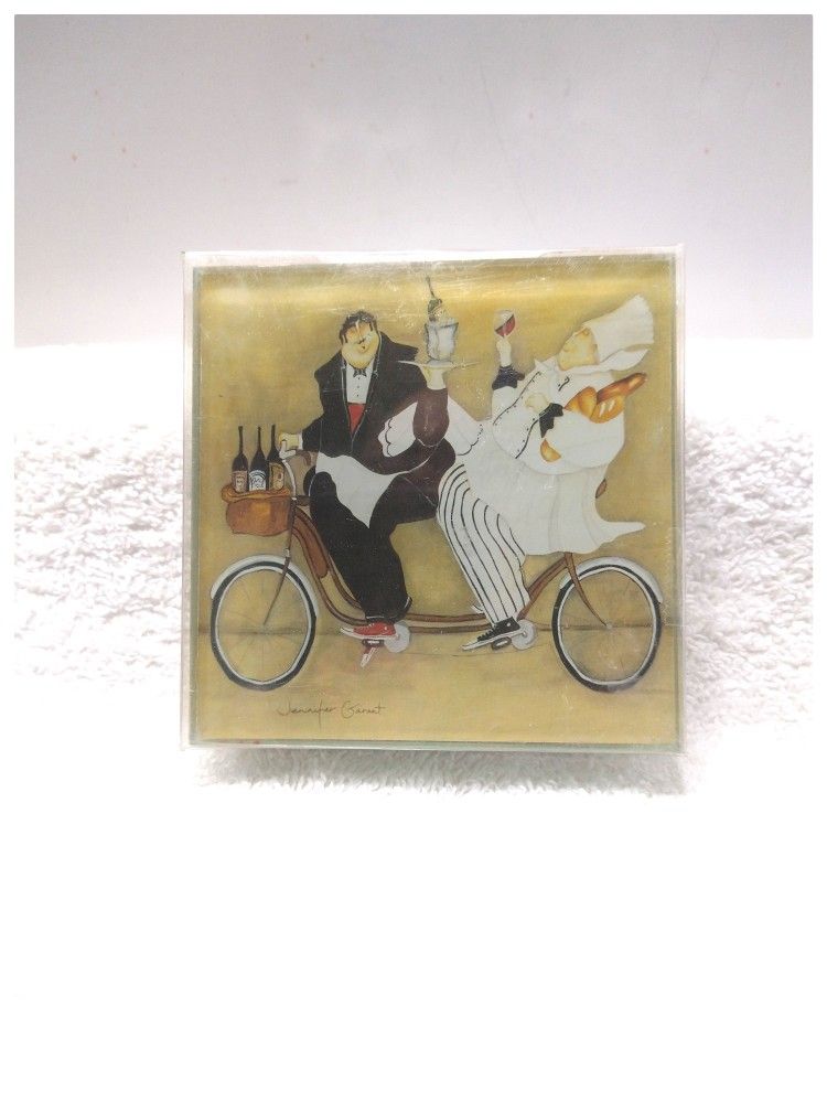 Jennifer Garant 'Wine Server' Glass Drink Coasters - Set of 4 *NEW*