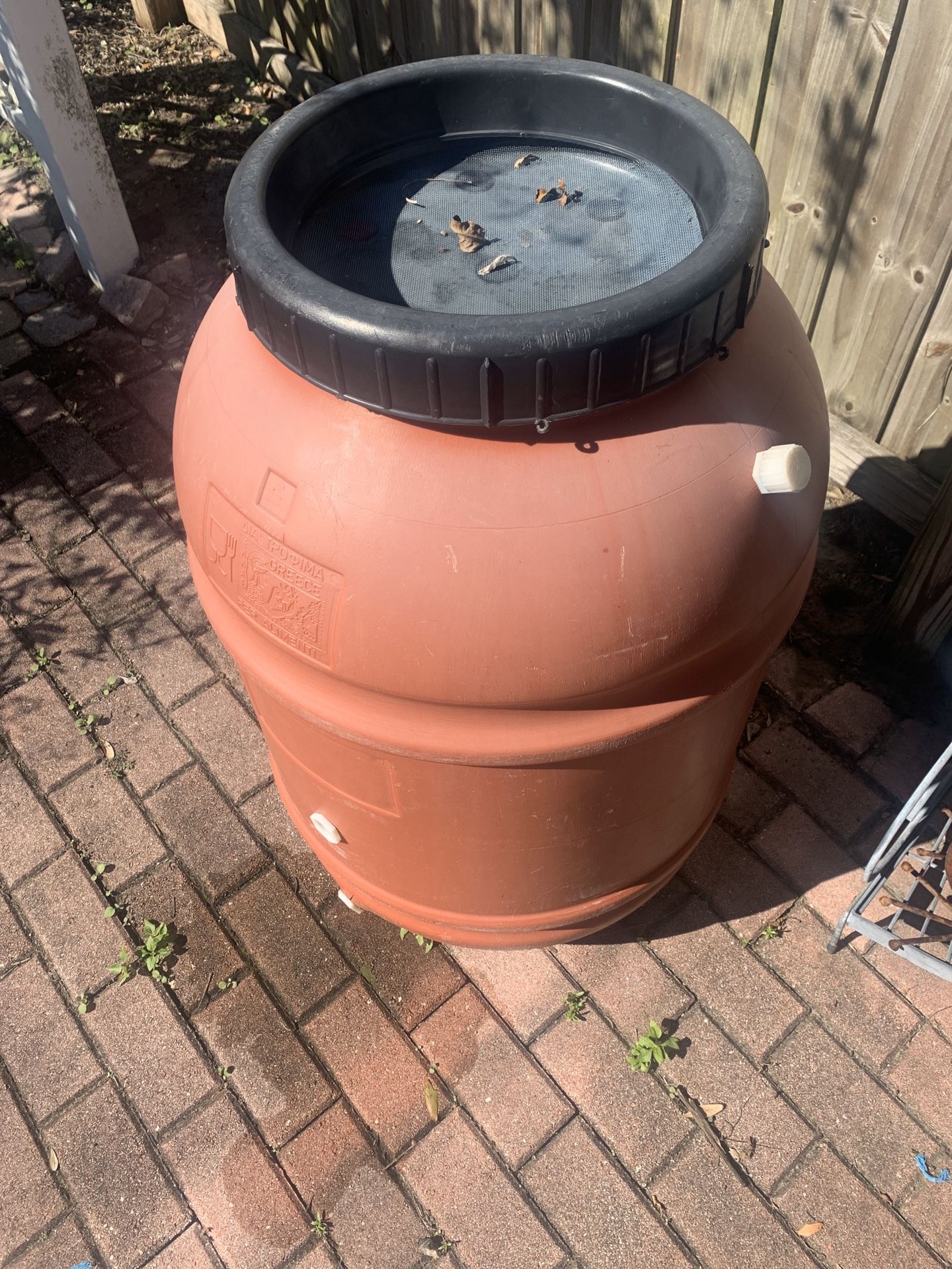 Rain barrel to water plants with rainwater