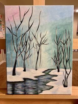 Winter Stroll Painting: 12 x 16 stretched canvas