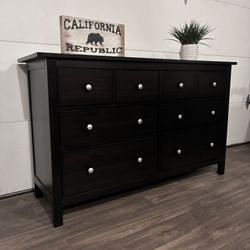 Solid Wood 8-Drawer Dresser w/ Silver Knobs | HEMNES Model