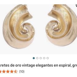 Aretes de oro vintage elegantes en espiral, grue...