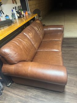 Brown leather couch
