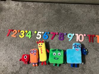 Number blocks plush toys and number line