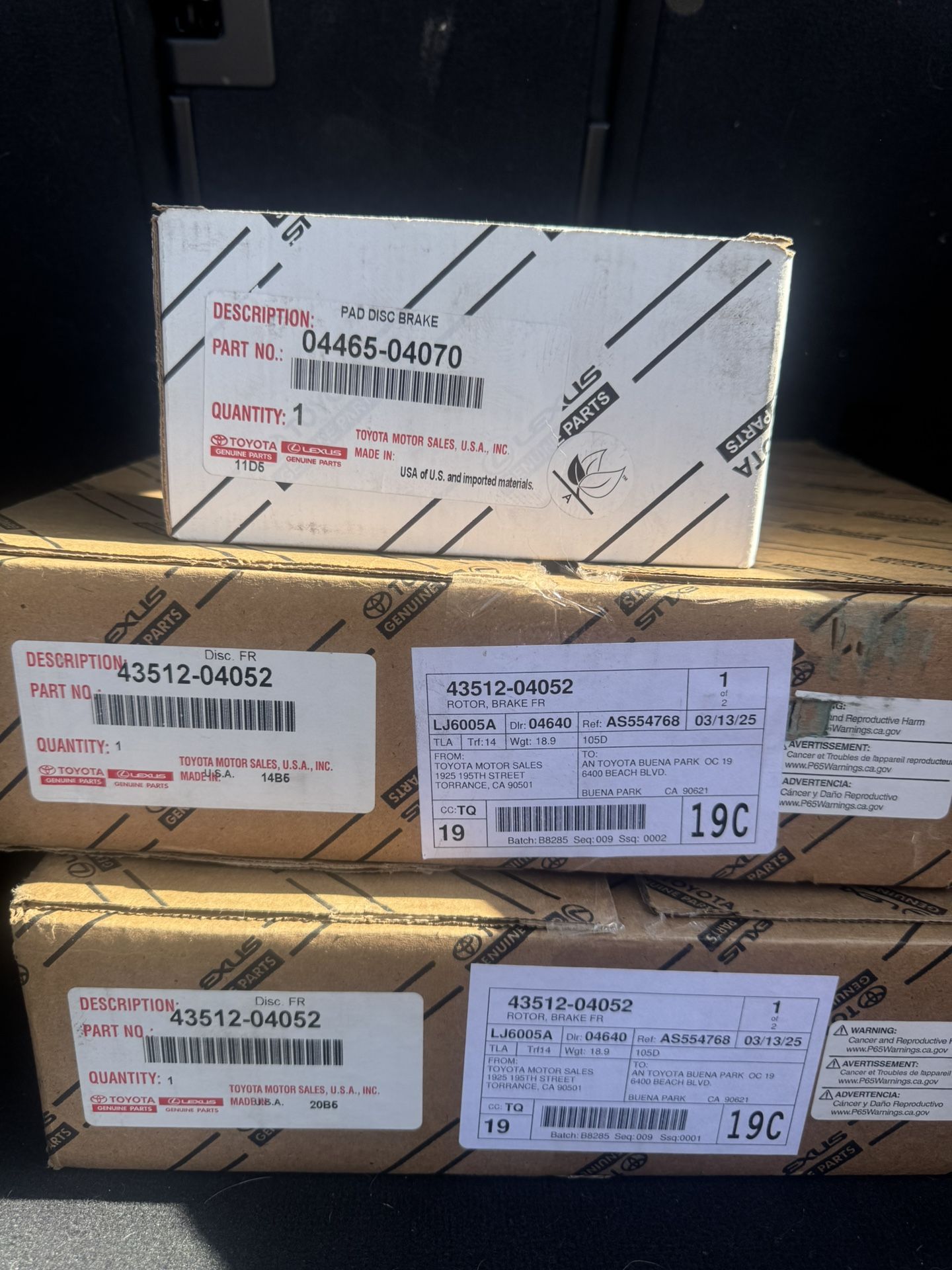 Toyota Tacoma Front Break Pads And Rotors OEM